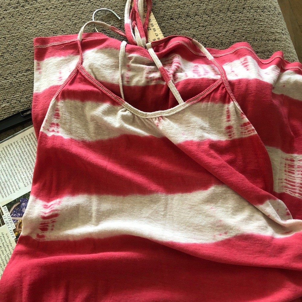 Lucky Brand Red and Cream Maxi Dress